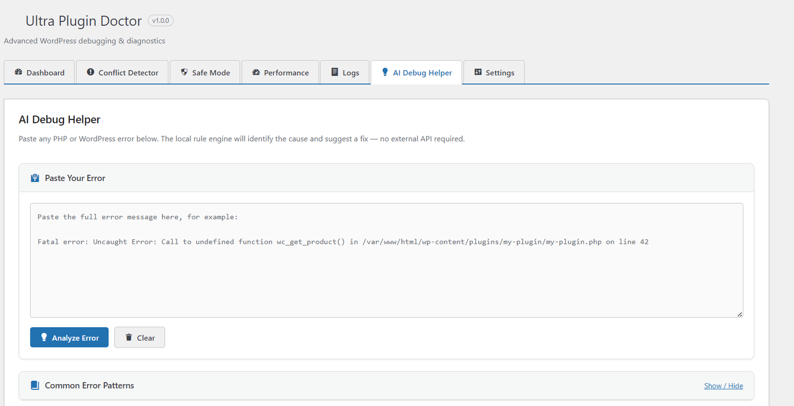 Plugin troubleshooting summary